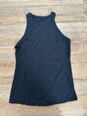 all in motion Black Ribbed High Neck Racerback Tank Top
